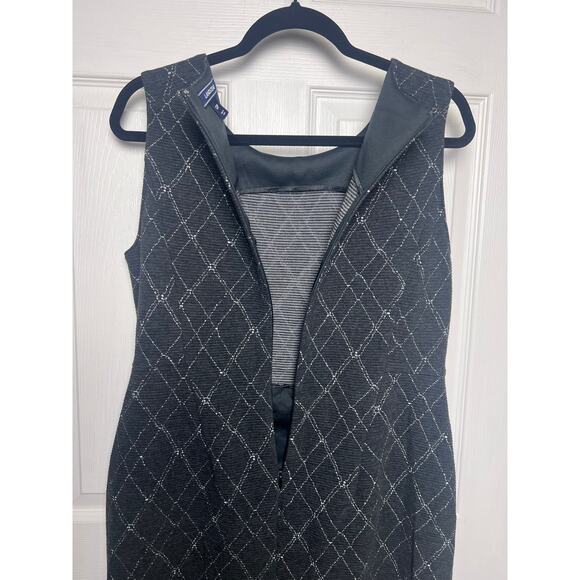 Lands' End Women's Windowpane Plaid Textured Stretch Sheath Dress Size 12 Petite - Picture 6 of 11